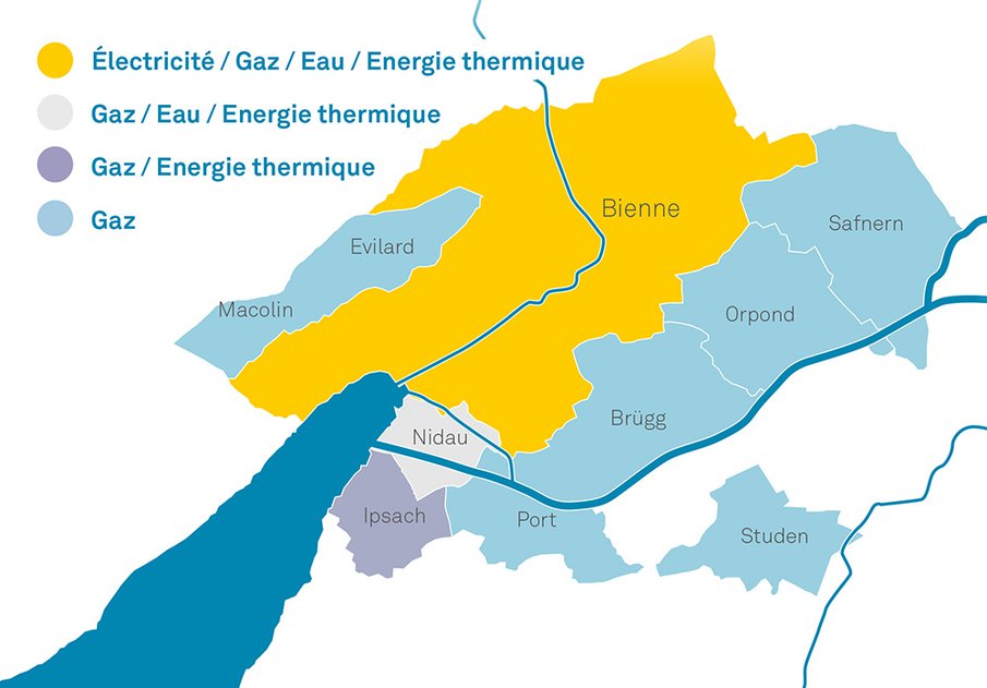 Régions d'approvisionnement d'ESB - Électricité / Gaz / Eau