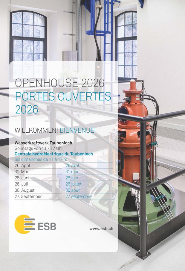 Plakat im Hintergrund Kraftwerksanlage